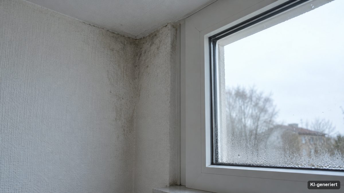 Kalte Außenwandecke in einem Wohnraum mit beginnender Feuchtigkeit